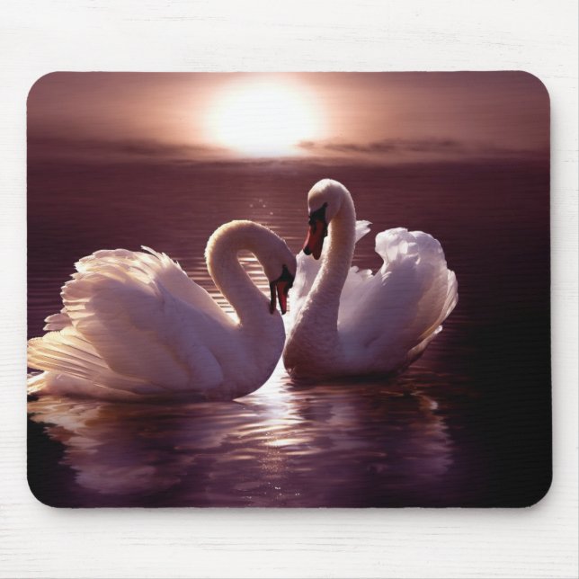 Mousepad Cisnes Loving que formam um coração (Frente)