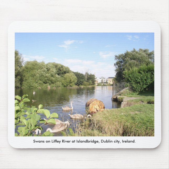 Mousepad Cisnes sobre o rio Liffey, Islandbridge, cidade de (Frente)
