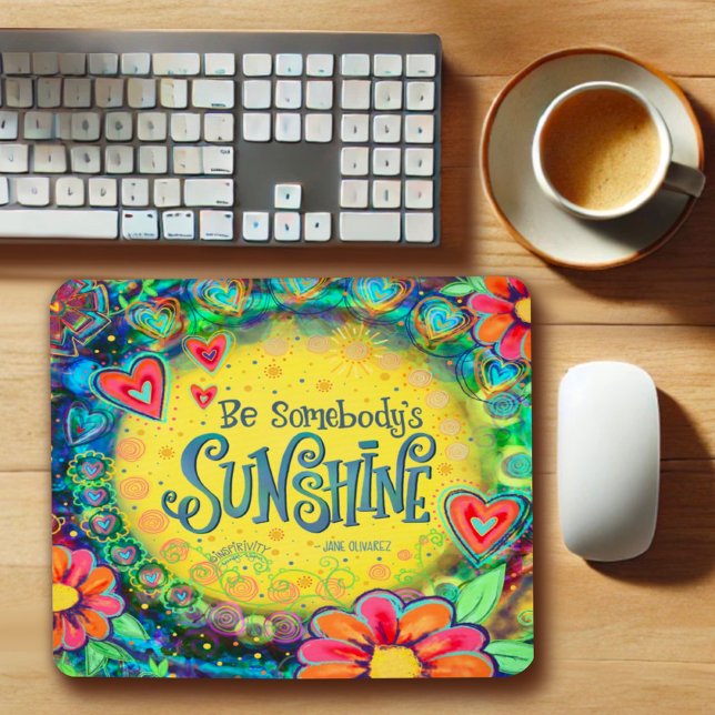 Mousepad Citação Amarelo Amarelo Floral Diversão Inspirativ (Criador carregado)