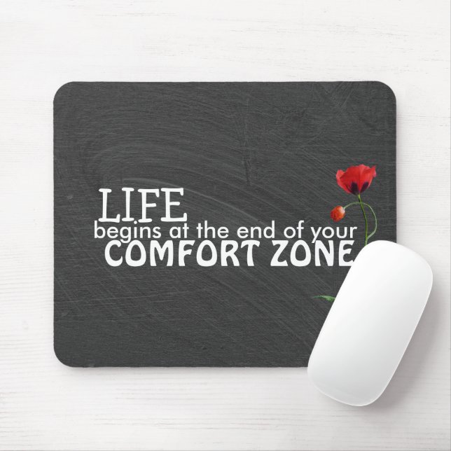 Mousepad Citação da zona de conforto no quadro de chalkboar (Com mouse)