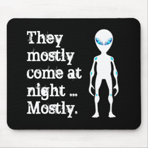 Mousepad Citação de alienígena branco preto fofo