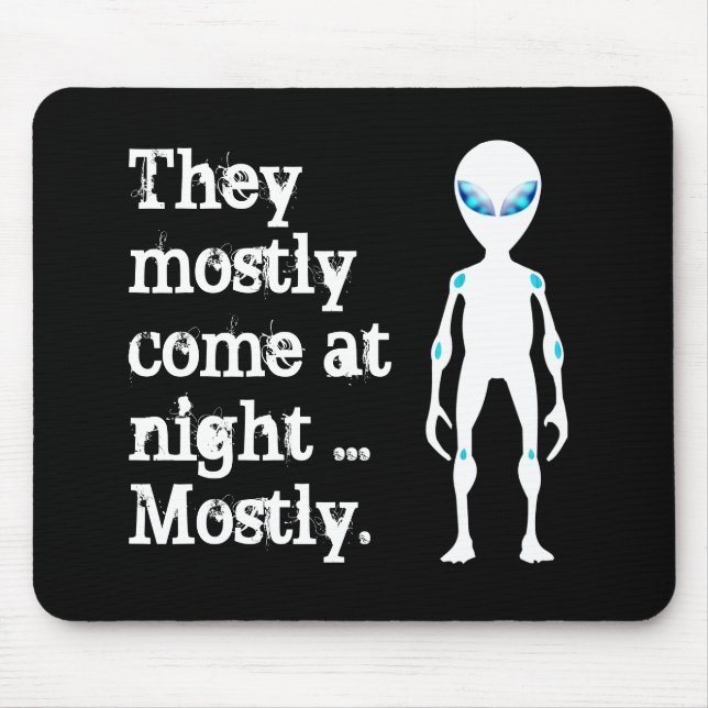 Mousepad Citação de alienígena branco preto fofo (Frente)