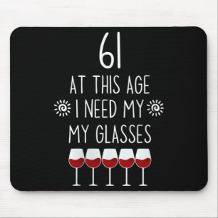 Mousepad Citação de Amante de Vinho de 61 Anos de Mulheres