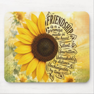 Mousepad Citação de Amizade de Girassol