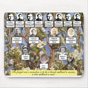 Mousepad Citação de Árvore da Família Pear Blossom e Fo