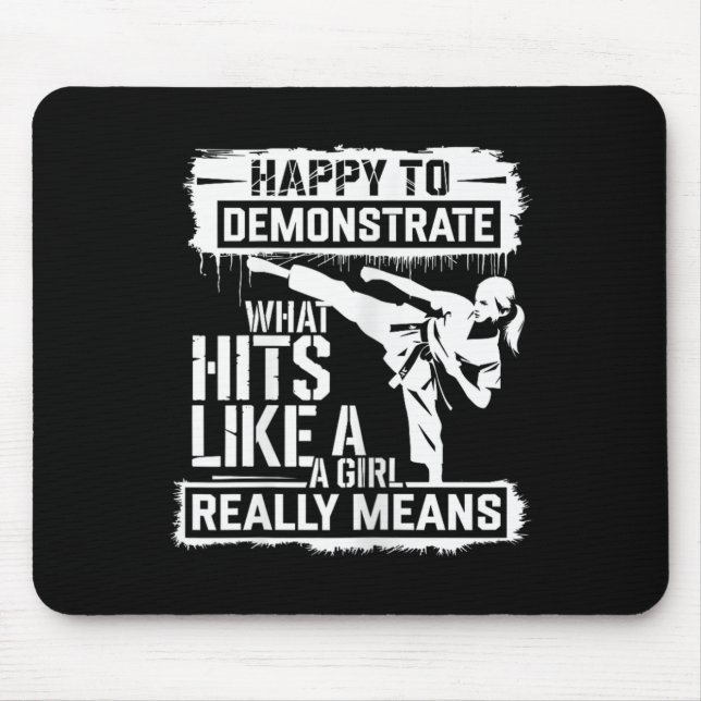 Mousepad Citação de Empoderamento Atitude Garota de Karatê  (Frente)