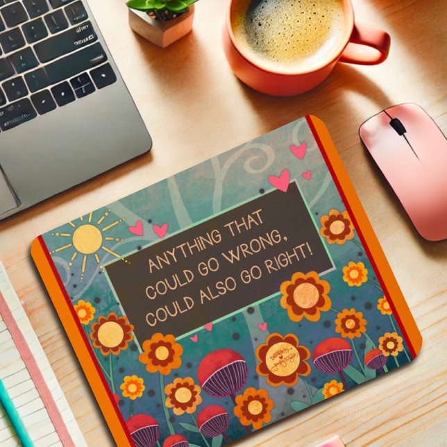 Mousepad Citação de Positividade Floral para a Direita Insp (Criador carregado)