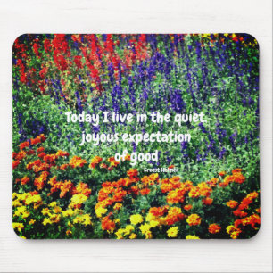 Mousepad Citação de Qualidade Inspiradora do Jardim Flor