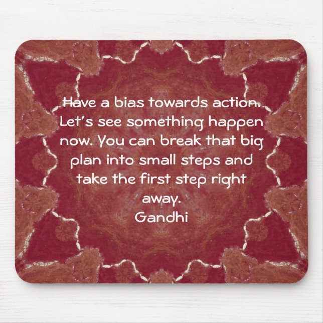 Mousepad Citação de Sabedoria de Gandhi dizendo sobre ação (Frente)