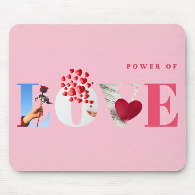 Mousepad Citação do Poder do Amor Romântico Rosa Claro Suav (Frente)