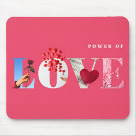Mousepad Citação do Poder do Amor Romântico Rosa Quente Ani