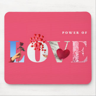Mousepad Citação do Poder do Amor Romântico Rosa Quente Ani