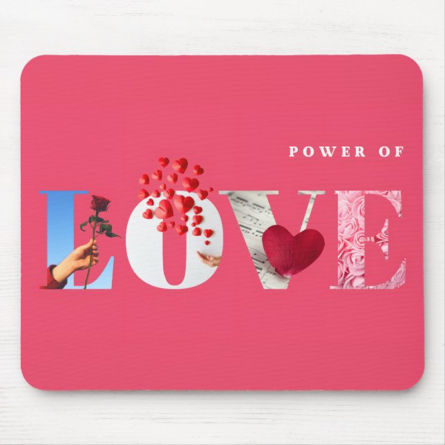 Mousepad Citação do Poder do Amor Romântico Rosa Quente Ani (Frente)
