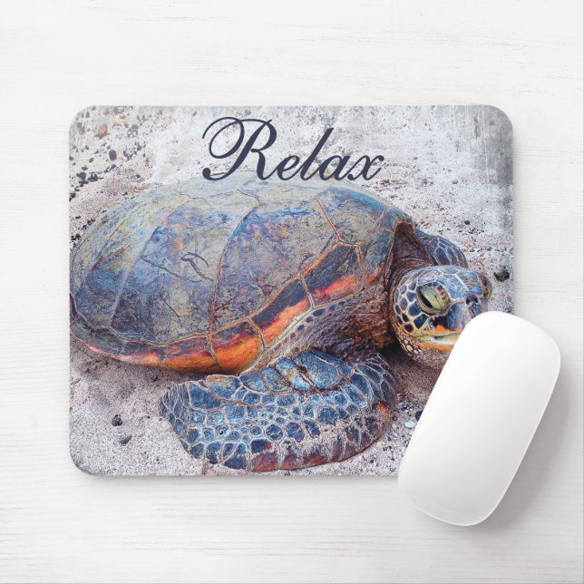 Mousepad Citação do Relaxe da Tartaruga do Mar Honu do Hava (Com mouse)