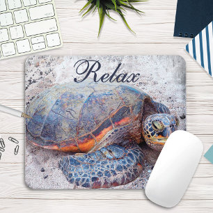 Mousepad Citação do Relaxe da Tartaruga do Mar Honu do Hava