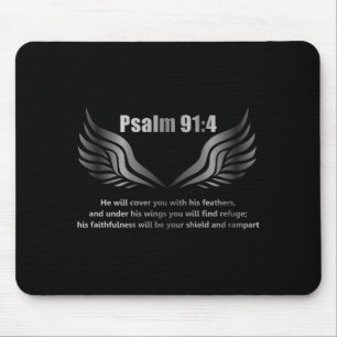 Mousepad Citação do Versículo da Bíblia Cristã Salmo 91 4 D