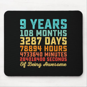 Mousepad Citação engraçada de aniversário de 9 anos de idad