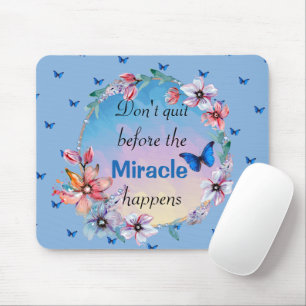 Mousepad Citação inspiradora da natureza azul floral da b