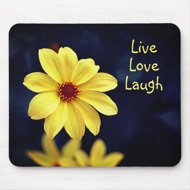 Mousepad Citação Inspirativa de Flor Elegante Dahlia Amarel (Frente)