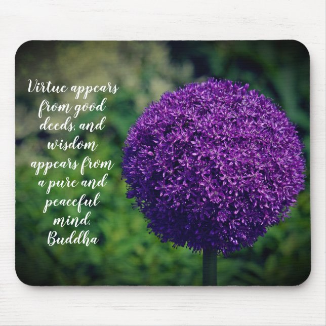 Mousepad Citação Motivacional da Flor de Allium Puro Perfei (Frente)