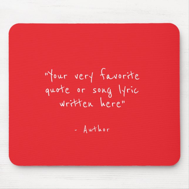 Mousepad Citação personalizada - crie a sua própria em verm (Frente)