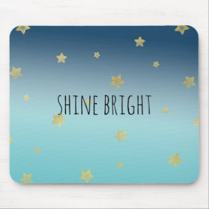 Mousepad citação personalizada do Dourado Stars Aqua Blue O