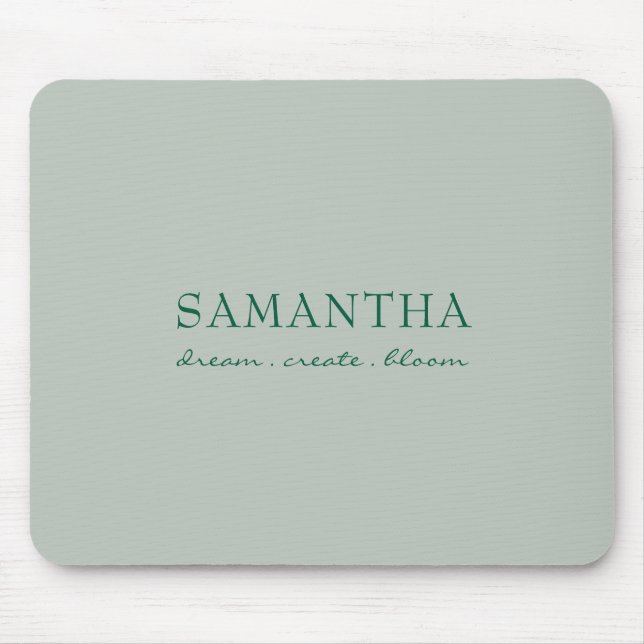 Mousepad Citação Positiva Nome Verde Salvia Moderna (Frente)