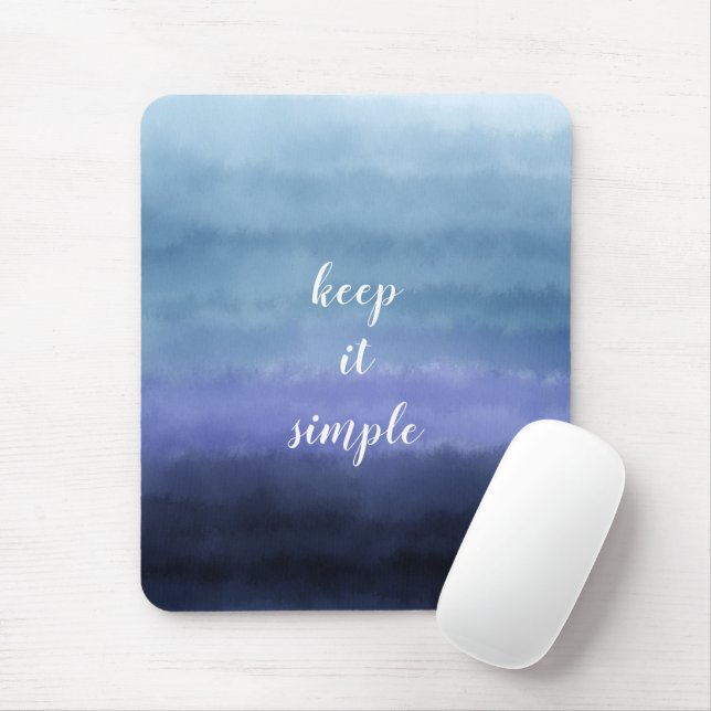 Mousepad Citação Simples Moderna Aguarela Azul Roxo (Com mouse)