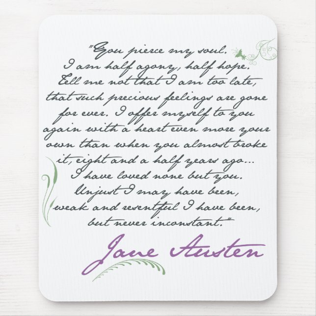 Mousepad Citações #1 da persuasão de Jane Austen (Frente)