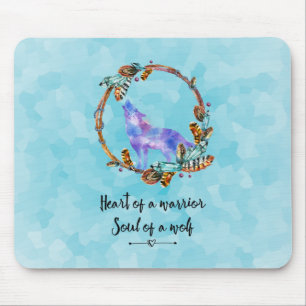 Mousepad Citações com lobo do urro em uma grinalda de Boh