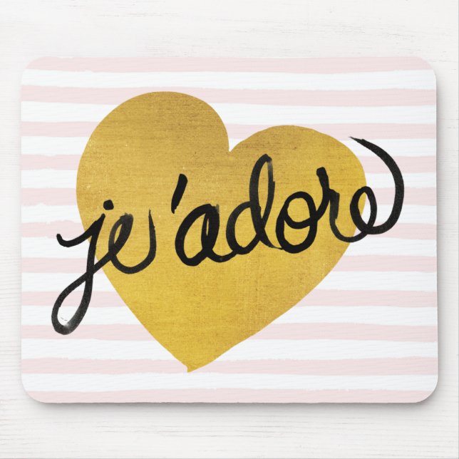 Mousepad Citações coração preto & Dourado de | de J'adore (Frente)