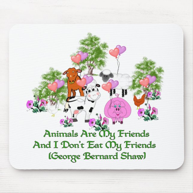 Mousepad Citações de G.B. Shaw Vegetariano (Frente)