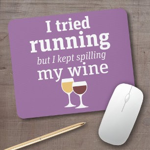 Mousepad Citações engraçadas do vinho - eu tentei funcio