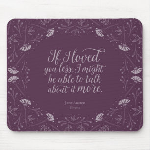 Mousepad Citações florais roxas do amor de Jane Austen Em