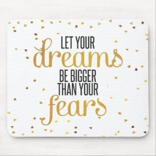 Mousepad Citações inspiradas dos sonhos pretos e Dourados