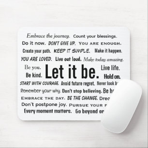 Mousepad Citações Inspiradoras Curtas em Branco