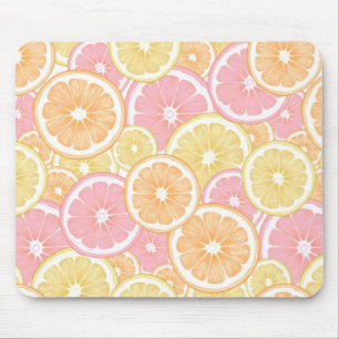 Mousepad Citrus tropicais cor-de-rosa Fruta amarela laranja
