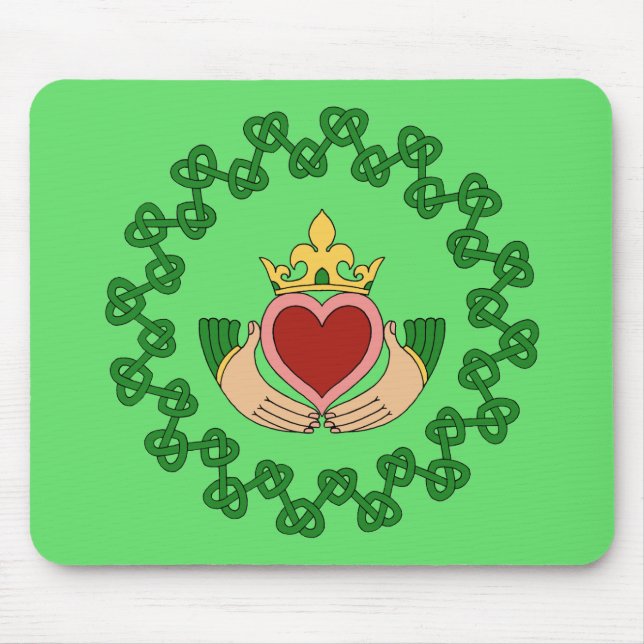 Mousepad Claddagh e Green Knotwork (Frente)