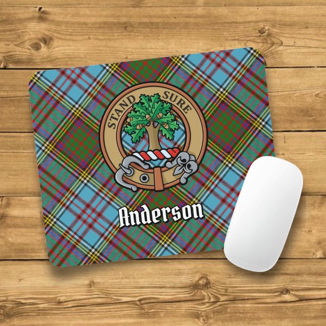 Mousepad Clan Anderson Crest sobre Tartan (Criador carregado)