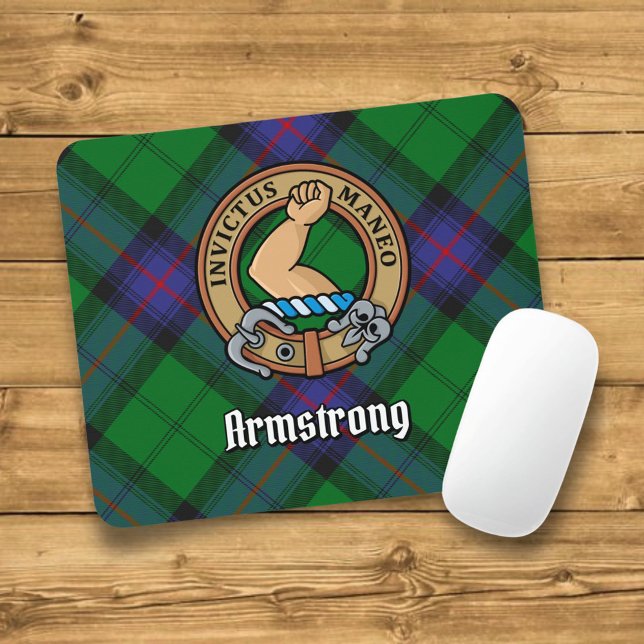 Mousepad Clan Armstrong Crest sobre Tartan (Criador carregado)