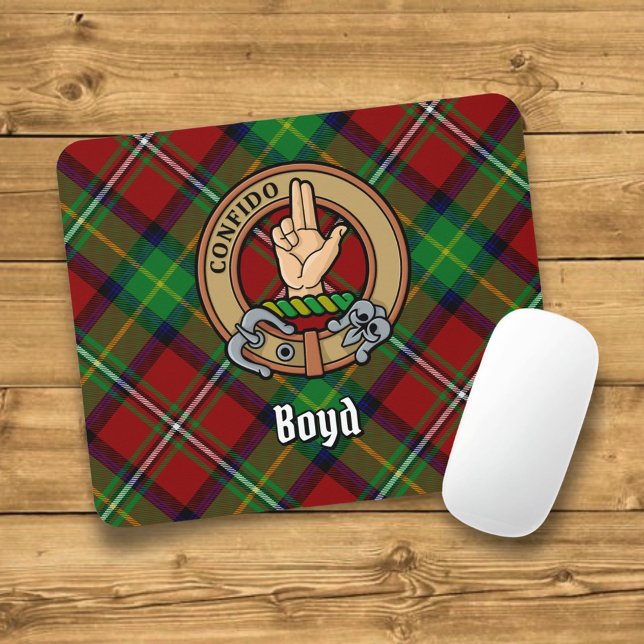Mousepad Clan Boyd Crest sobre Tartan (Criador carregado)