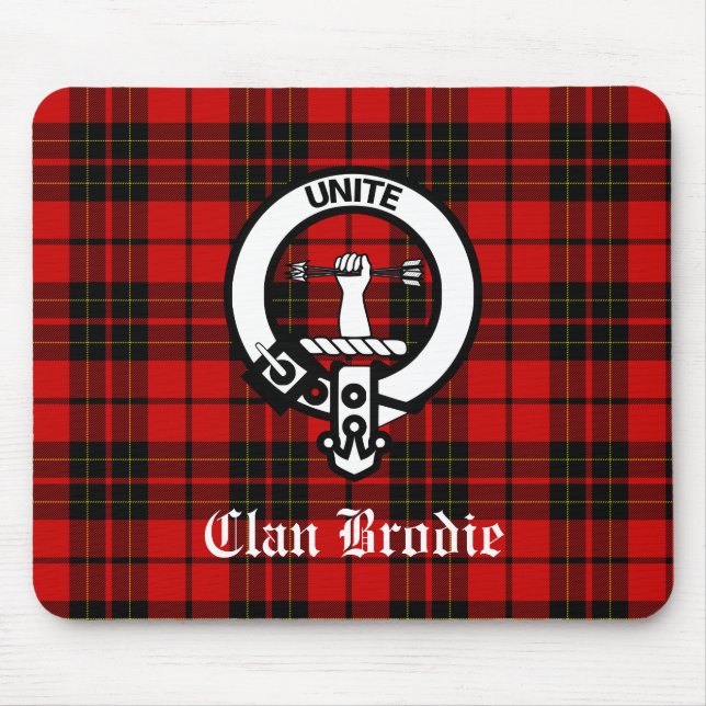 Mousepad Clan Brodie Crest Crachá e Tartan (Frente)