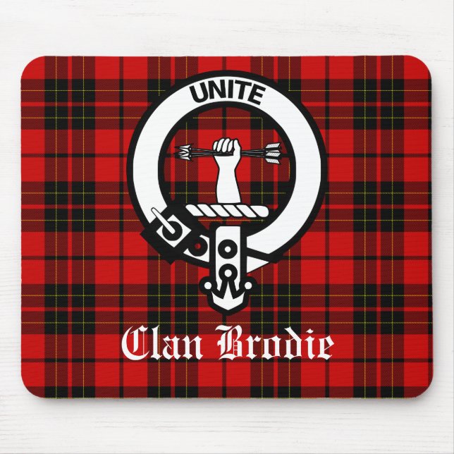 Mousepad Clan Brodie Crest Crachá e Tartan (Frente)