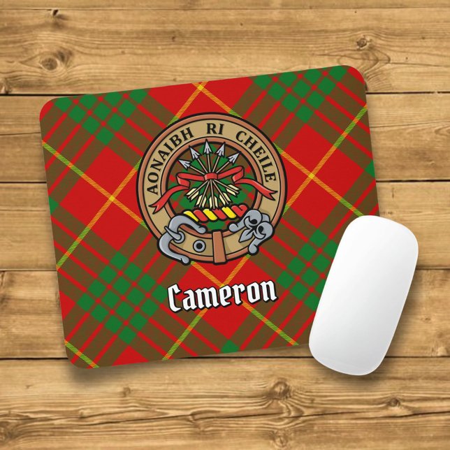 Mousepad Clan Cameron Crest sobre Tartan (Criador carregado)