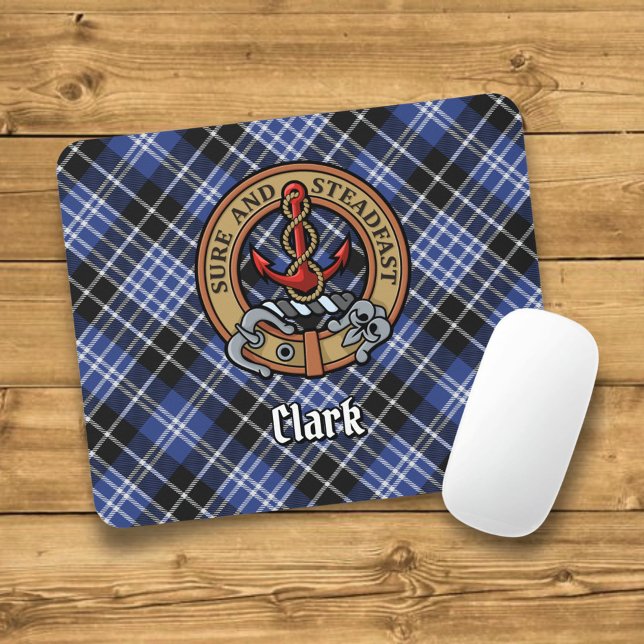 Mousepad Clan Clark Crest sobre Tartan (Criador carregado)