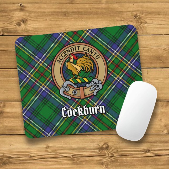 Mousepad Clan Cockburn Crest sobre Tartan (Criador carregado)