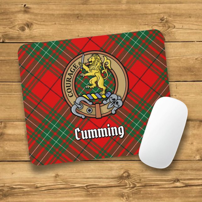 Mousepad Clan Cumming Crest sobre Tartan (Criador carregado)