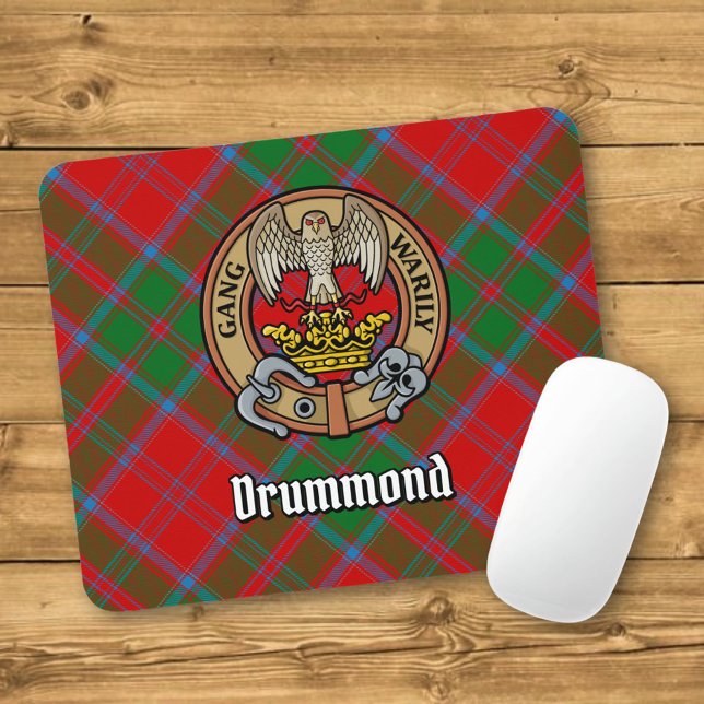 Mousepad Clan Drummond Crest sobre Tartan (Criador carregado)