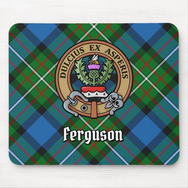 Mousepad Clan Ferguson Crest sobre Tartan (Frente)