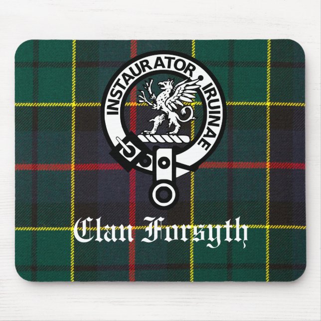 Mousepad Clan Forsyth Crest Crachá e Tartan (Frente)